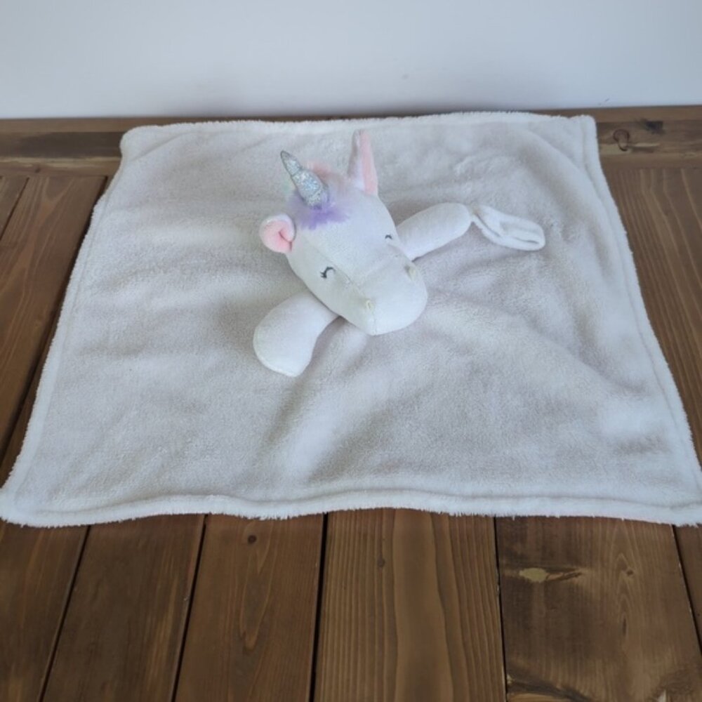 Carter’s White Multicolour Unicorn Soft Plush Lovey Baby Security Blanket